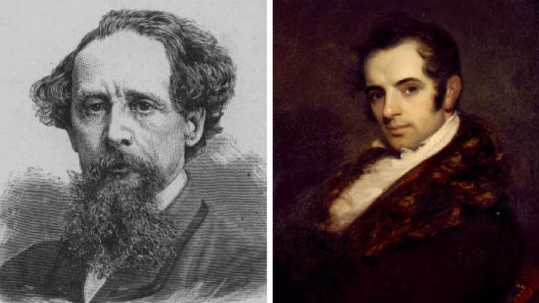 Portraits of Charles Dickens and Washington Irving
