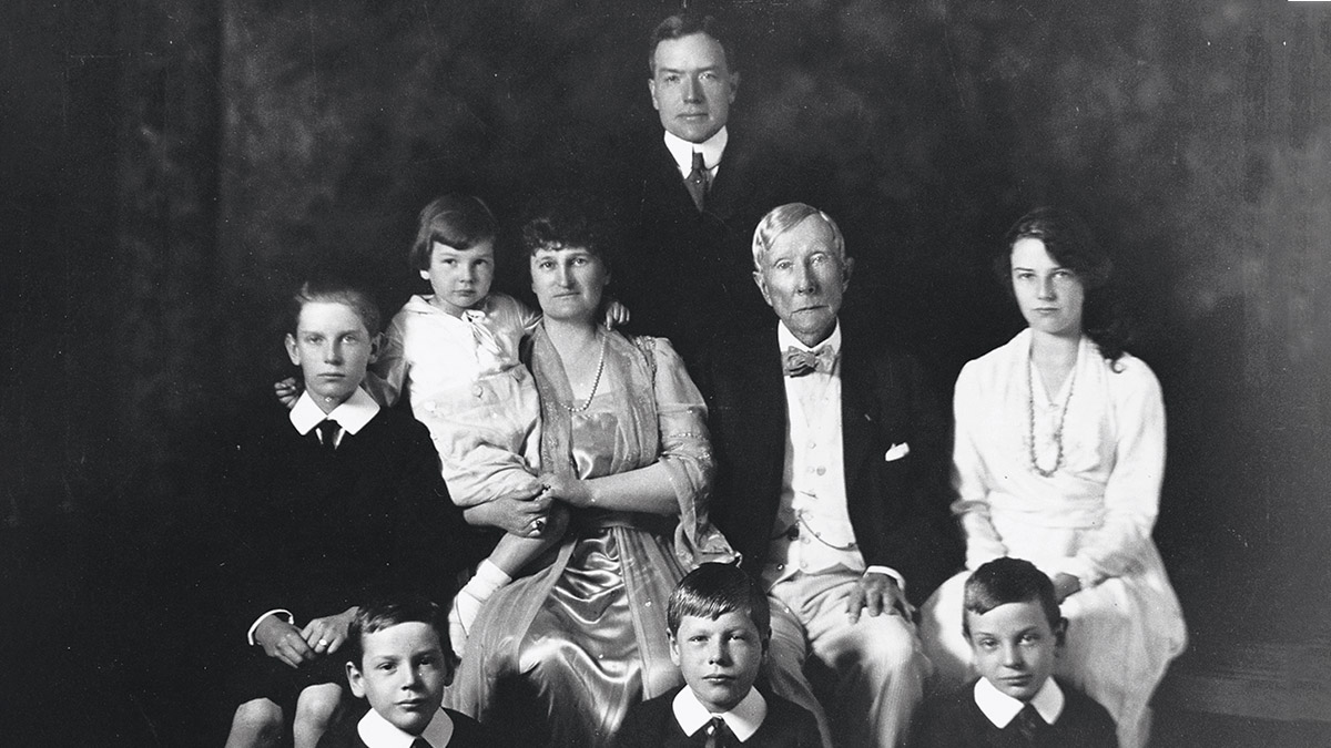 John Davison Rockefeller, full-length portrait, standing, facing right]