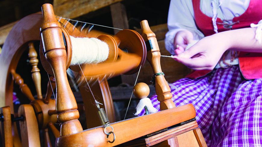 Spinning Wool at Sheep to Shawl